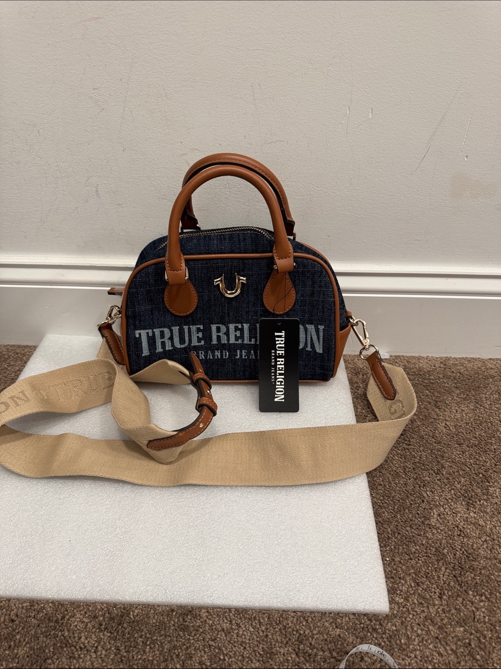True Religion Denim Mini Satchel crossbody bag purse NWT